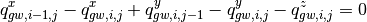 q_{gw,i-1,j}^{x} -q_{gw,i,j}^{x} +q_{gw,i,j-1}^{y} -q_{gw,i,j}^{y} -q_{gw,i,j}^{z} =0